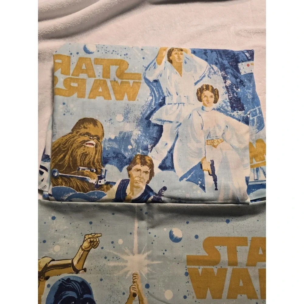 Rare Vintage Star Wars Twin Flat Sheet Fitted Sheet & 1 Pillowcase Bedding Cover